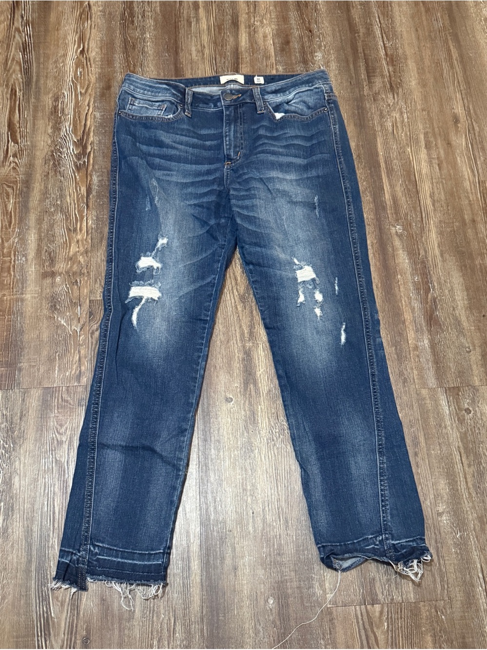 Miss Me Straight Leg Jeans Women's 30 Cropped Frayed Hem High Rise Denim